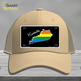 Kentucky Rainbow Novelty License Plate Hat Mesh / Khaki