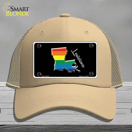 Louisiana Rainbow Novelty License Plate Hat Mesh / Khaki