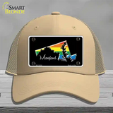 Maryland Rainbow Novelty License Plate Hat Mesh / Khaki