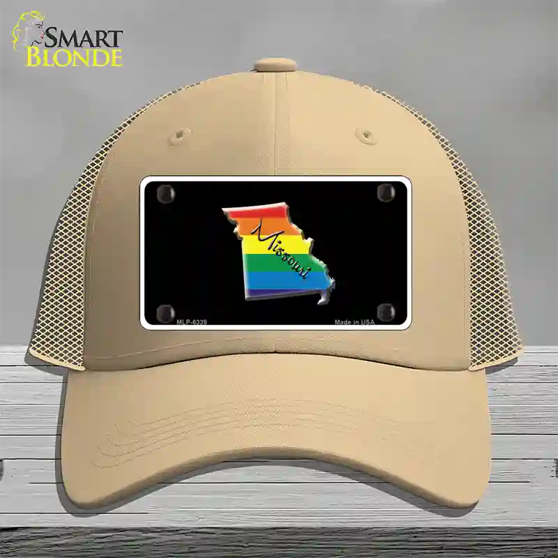 Missouri Rainbow Novelty License Plate Hat Mesh / Khaki