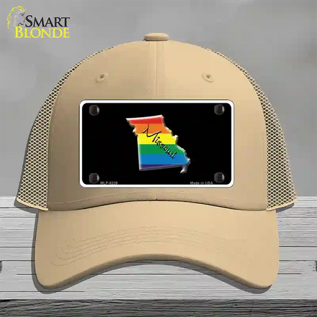 Missouri Rainbow Novelty License Plate Hat Mesh / Khaki