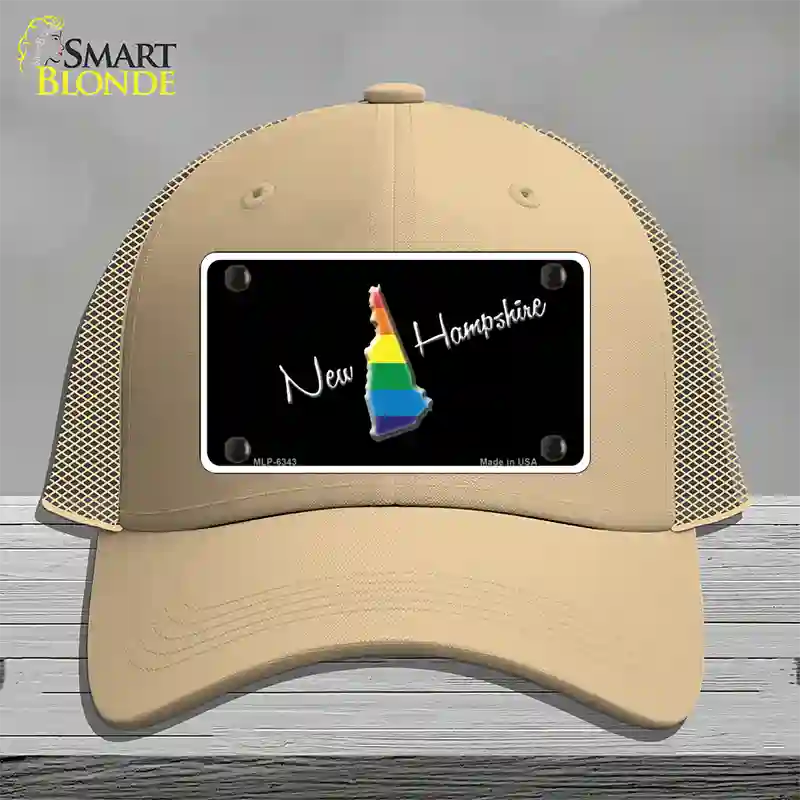 New Hampshire Rainbow Novelty License Plate Hat Mesh / Khaki