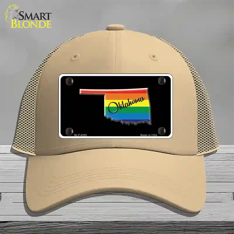 Oklahoma Rainbow Novelty License Plate Hat Mesh / Khaki