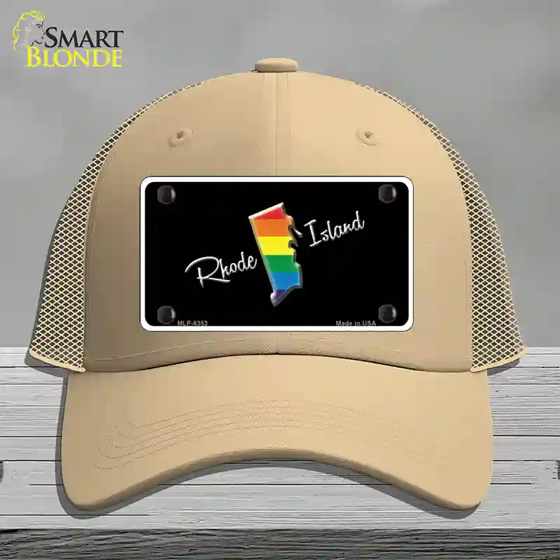 Rhode Island Rainbow Novelty License Plate Hat Mesh / Khaki