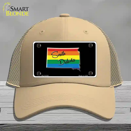 South Dakota Rainbow Novelty License Plate Hat Mesh / Khaki