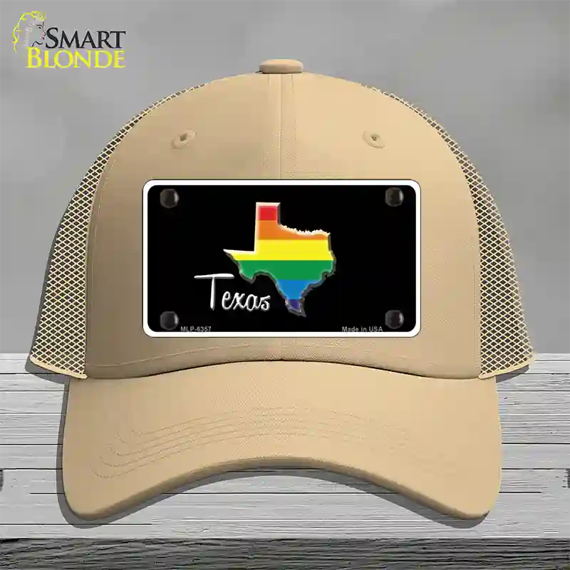 Texas Rainbow Novelty License Plate Hat Mesh / Khaki