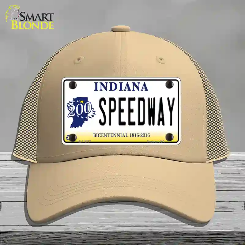 Speedway Indiana Novelty License Plate Hat Mesh / Khaki