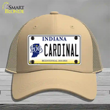 Cardinal Indiana Novelty License Plate Hat Mesh / Khaki