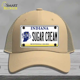 Sugar Cream Indiana Novelty License Plate Hat Mesh / Khaki