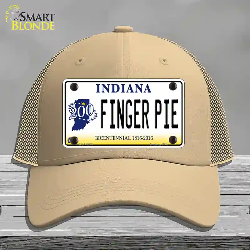 Finger Pie Indiana Novelty License Plate Hat Mesh / Khaki