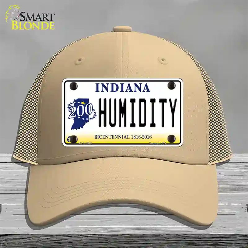 Humidity Indiana Novelty License Plate Hat Mesh / Khaki