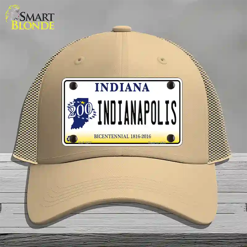 Indianapolis Indiana Novelty License Plate Hat Mesh / Khaki