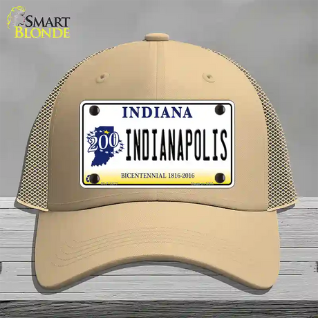 Indianapolis Indiana Novelty License Plate Hat Mesh / Khaki