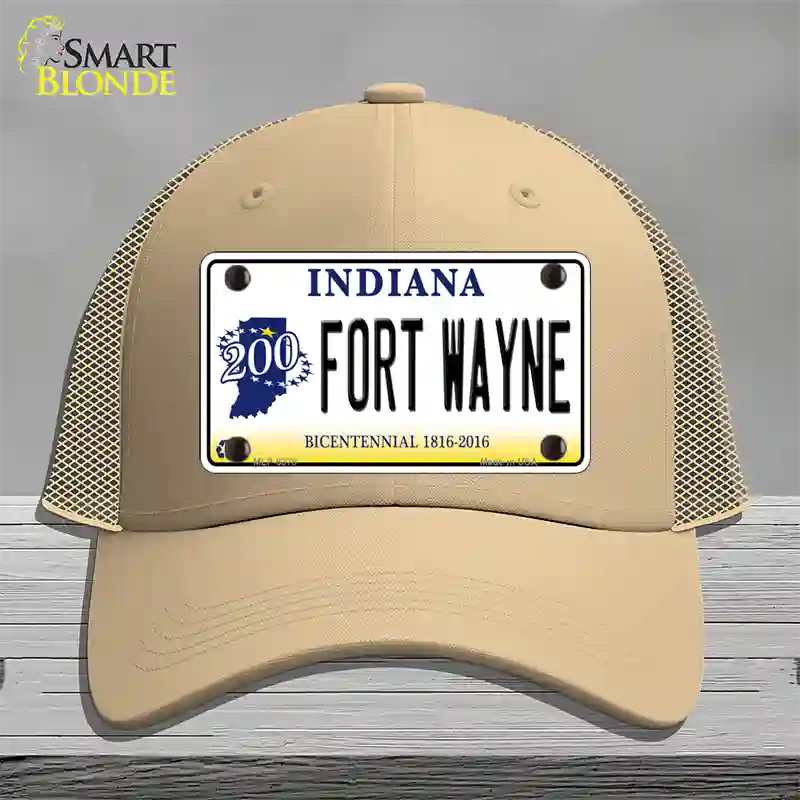 Fort Wayne Indiana Novelty License Plate Hat Mesh / Khaki