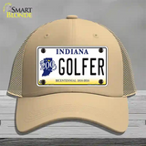 Golfer Indiana Novelty License Plate Hat Mesh / Khaki