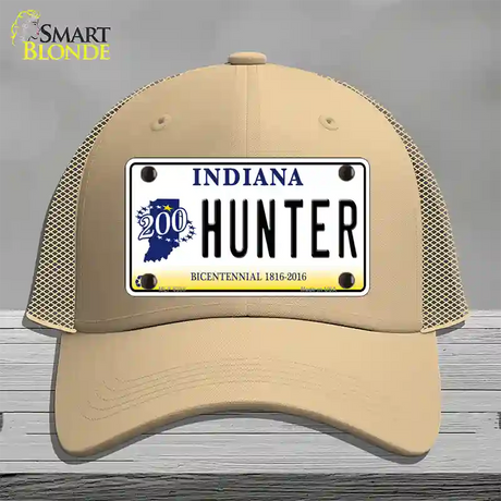 Hunter Indiana Bicentennial Novelty License Plate Hat Mesh / Khaki