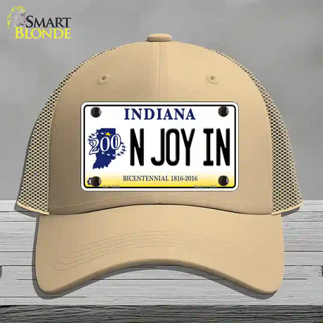 N Joy Indiana Novelty License Plate Hat Mesh / Khaki