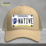 Native Indiana Novelty License Plate Hat Mesh / Khaki