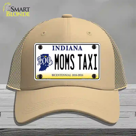 Moms Taxi Indiana Novelty License Plate Hat Mesh / Khaki