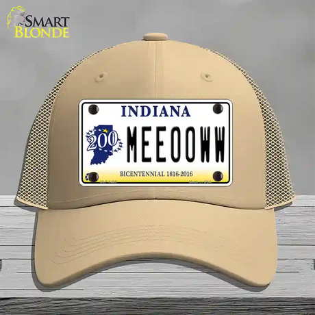 Meeooww Indiana Novelty License Plate Hat Mesh / Khaki