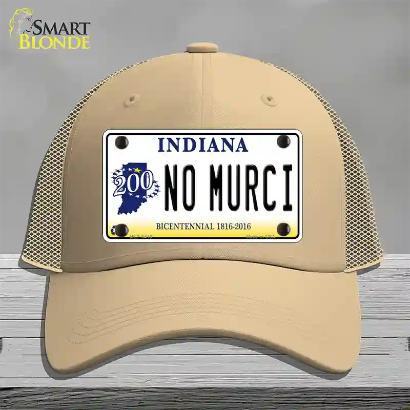 No Murci Indiana Novelty License Plate Hat Mesh / Khaki