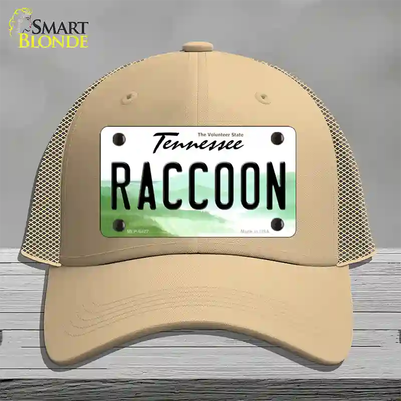 Raccoon Tennessee Novelty License Plate Hat Mesh / Khaki