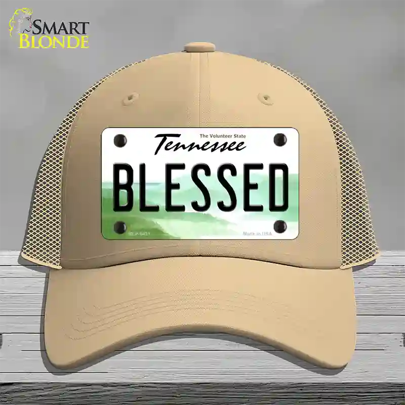 Blessed Tennessee Novelty License Plate Hat Mesh / Khaki