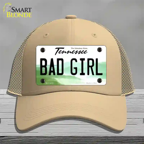 Bad Girl Tennessee Novelty License Plate Hat Mesh / Khaki