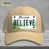 Believe Tennessee Novelty License Plate Hat Mesh / Khaki