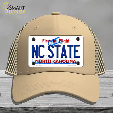 North Carolina State Novelty License Plate Hat Mesh / Khaki