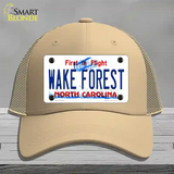 Wake Forest North Carolina Novelty License Plate Hat Mesh / Khaki