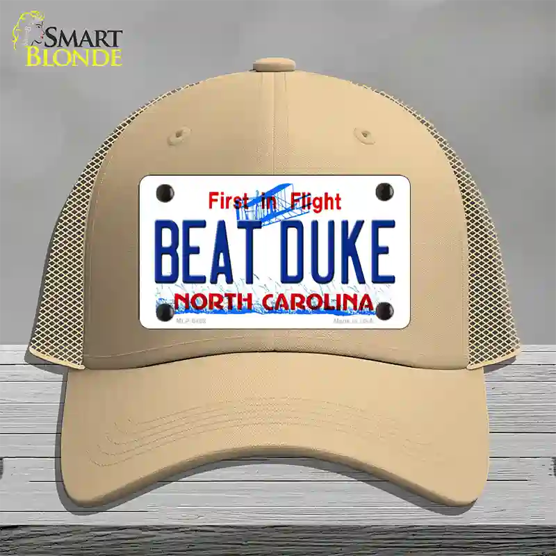 Beat Duke North Carolina Novelty License Plate Hat Mesh / Khaki