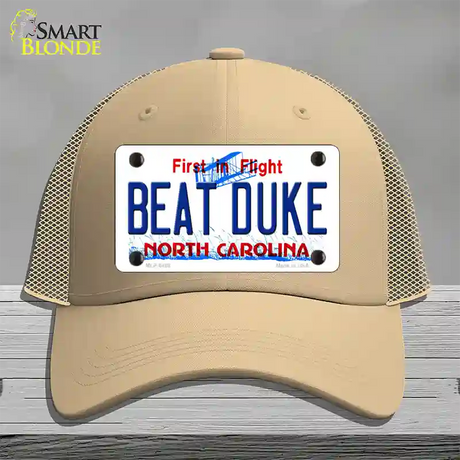 Beat Duke North Carolina Novelty License Plate Hat Mesh / Khaki