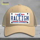 Raleigh North Carolina Novelty License Plate Hat Mesh / Khaki