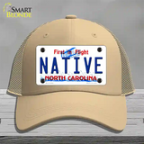 Native North Carolina Novelty License Plate Hat Mesh / Khaki