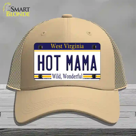 Hot Mama West Virginia Novelty License Plate Hat Mesh / Khaki