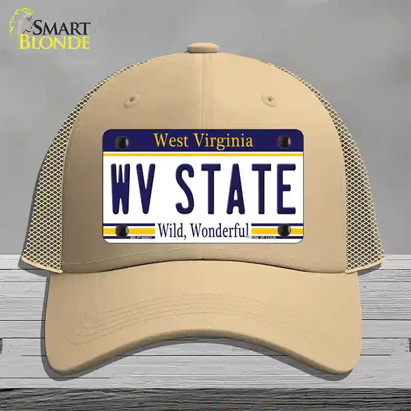 West Virginia State Novelty License Plate Hat Mesh / Khaki