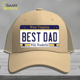 Best Dad West Virginia Novelty License Plate Hat Mesh / Khaki