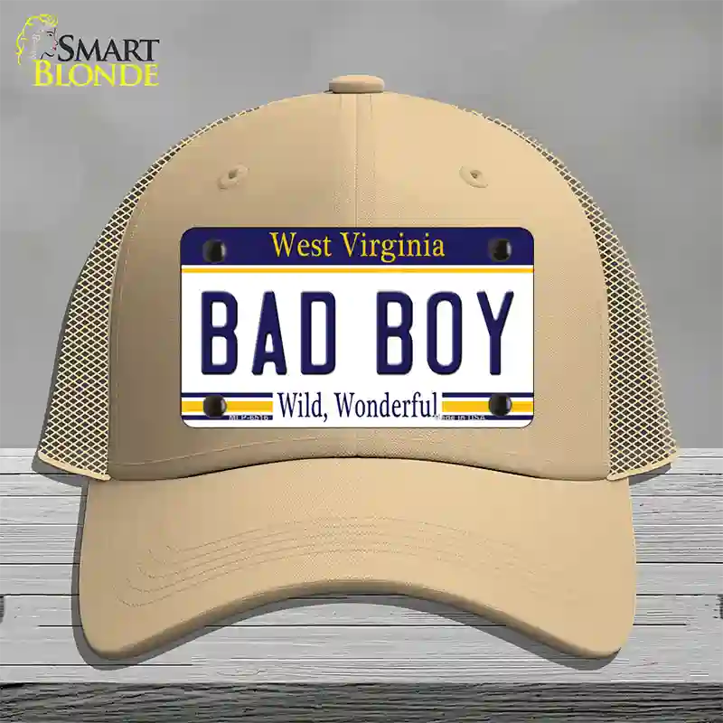 Bad Boy West Virginia Novelty License Plate Hat Mesh / Khaki