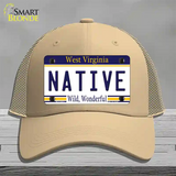 Native West Virginia Novelty License Plate Hat Mesh / Khaki