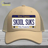 Skool Suks West Virginia Novelty License Plate Hat Mesh / Khaki