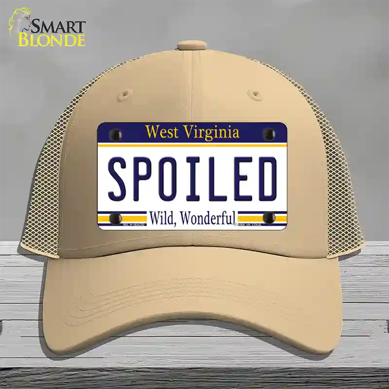 Spoiled West Virginia Novelty License Plate Hat Mesh / Khaki