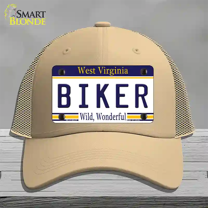 Biker West Virginia Novelty License Plate Hat Mesh / Khaki