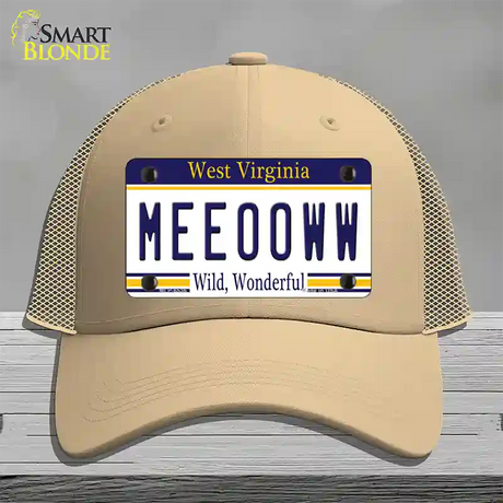 Meeooww West Virginia Novelty License Plate Hat Mesh / Khaki