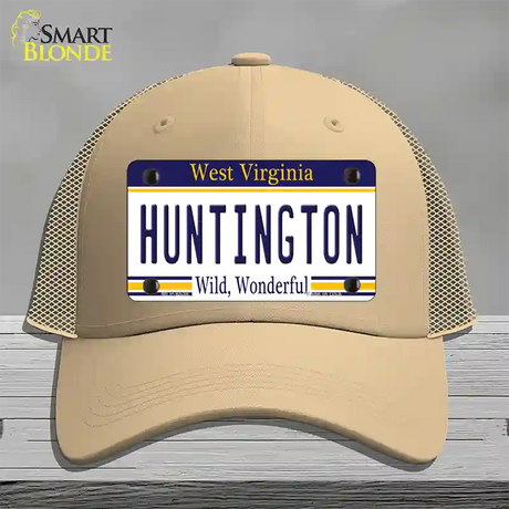 Huntington West Virginia Novelty License Plate Hat Mesh / Khaki