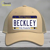 Beckley West Virginia Novelty License Plate Hat Mesh / Khaki