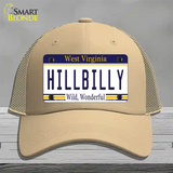 Hillbilly West Virginia Novelty License Plate Hat Mesh / Khaki