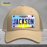 Jackson Mississippi Novelty License Plate Hat Mesh / Khaki