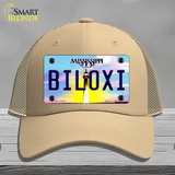 Biloxi Mississippi Novelty License Plate Hat Mesh / Khaki