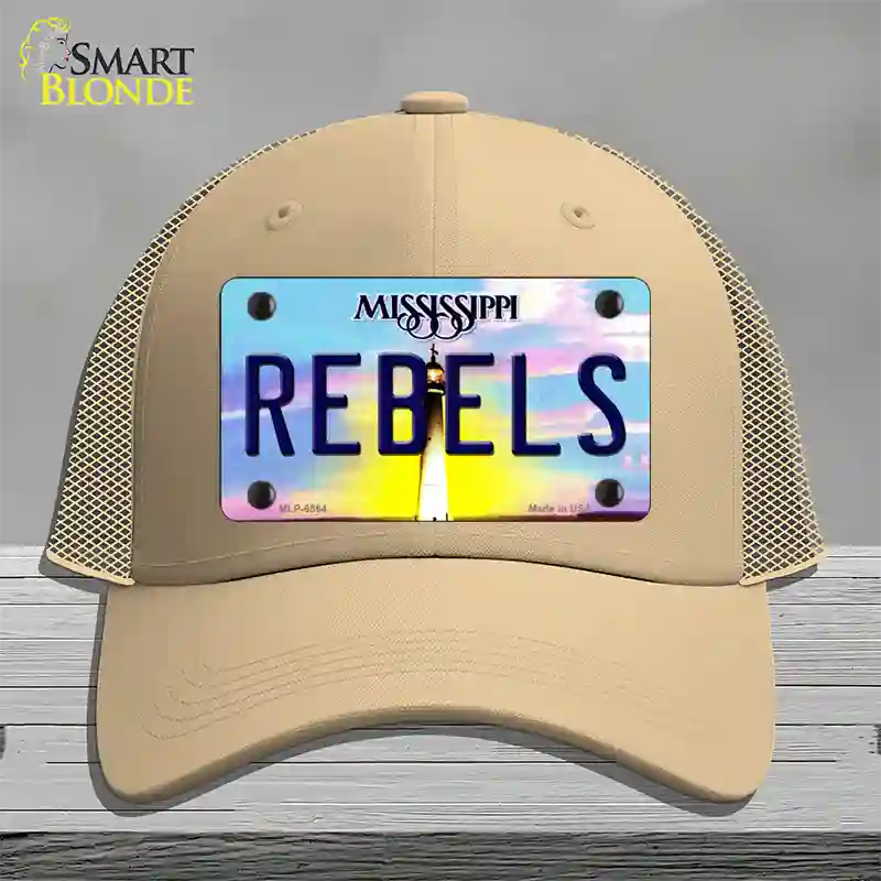 Rebels Mississippi Novelty License Plate Hat Mesh / Khaki